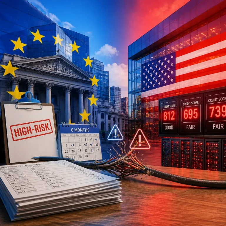 Divergent EU–US AI rules complicate cross‑border credit scoring and consumer protections
